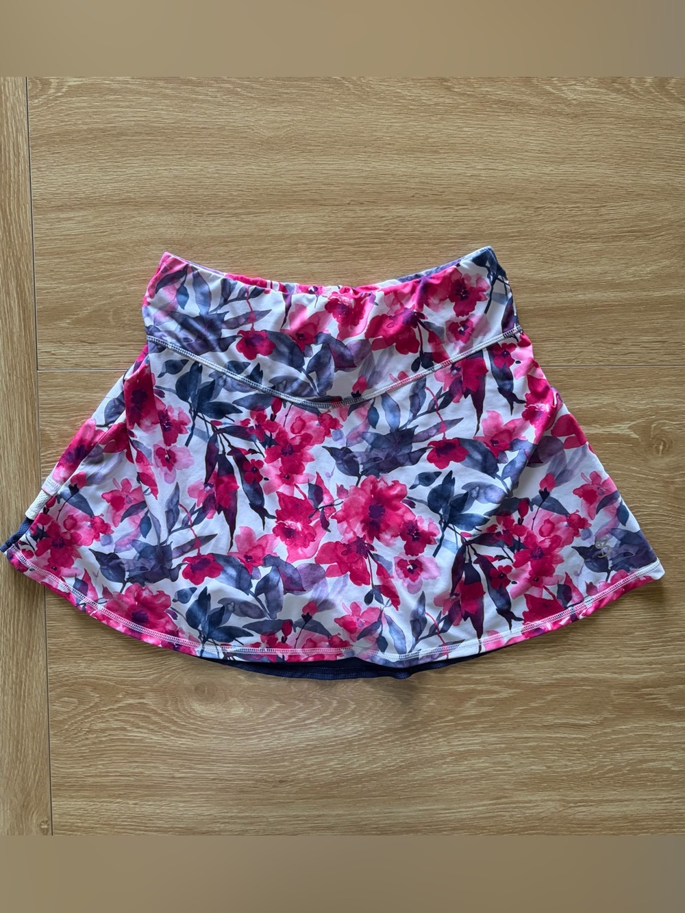 Sofibella Floral Athletic Tennis Skirt With Shorts Pink Navy - Size M
